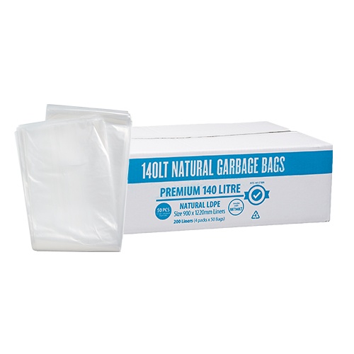 Austar 140L Premium Heavy Duty Bin Liners Star Seal Clear