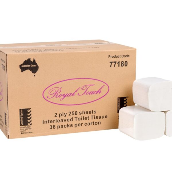 Clean & Soft 2 Ply Interleaved Toilet Paper Tissues 250 Sheet