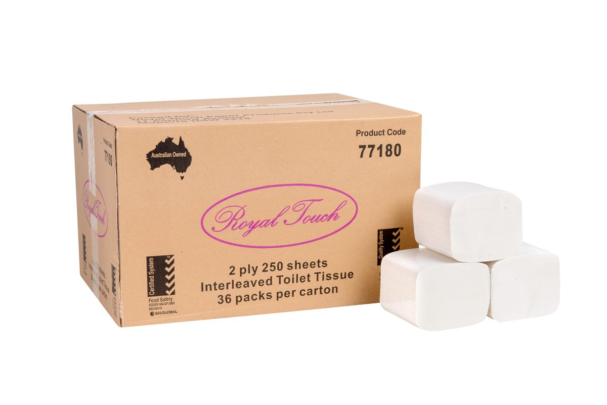 Clean & Soft 2 Ply Interleaved Toilet Paper Tissues 250 Sheet