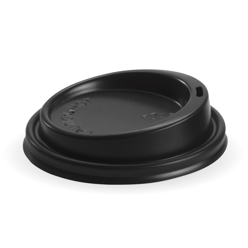 BioPak 90mm / 8oz - 20oz PS Black BioCup Lid