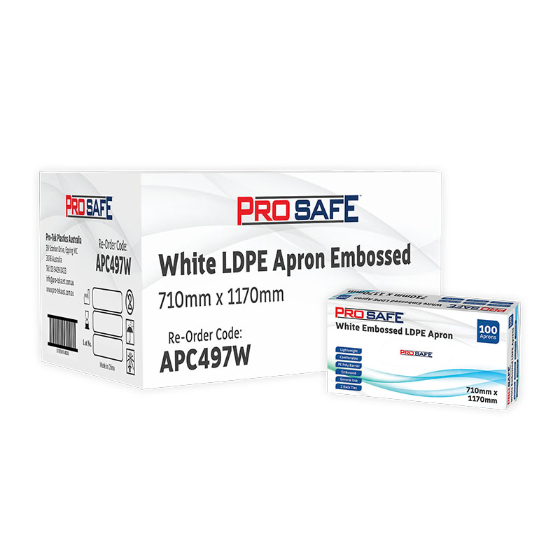 Pro-Safe LDPE Embossed Apron White -  710 x 1170mm