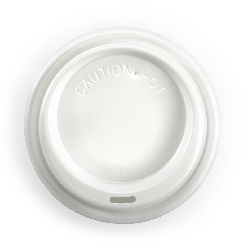 BioPak 90mm / 8oz - 20oz PS White BioCup Lid