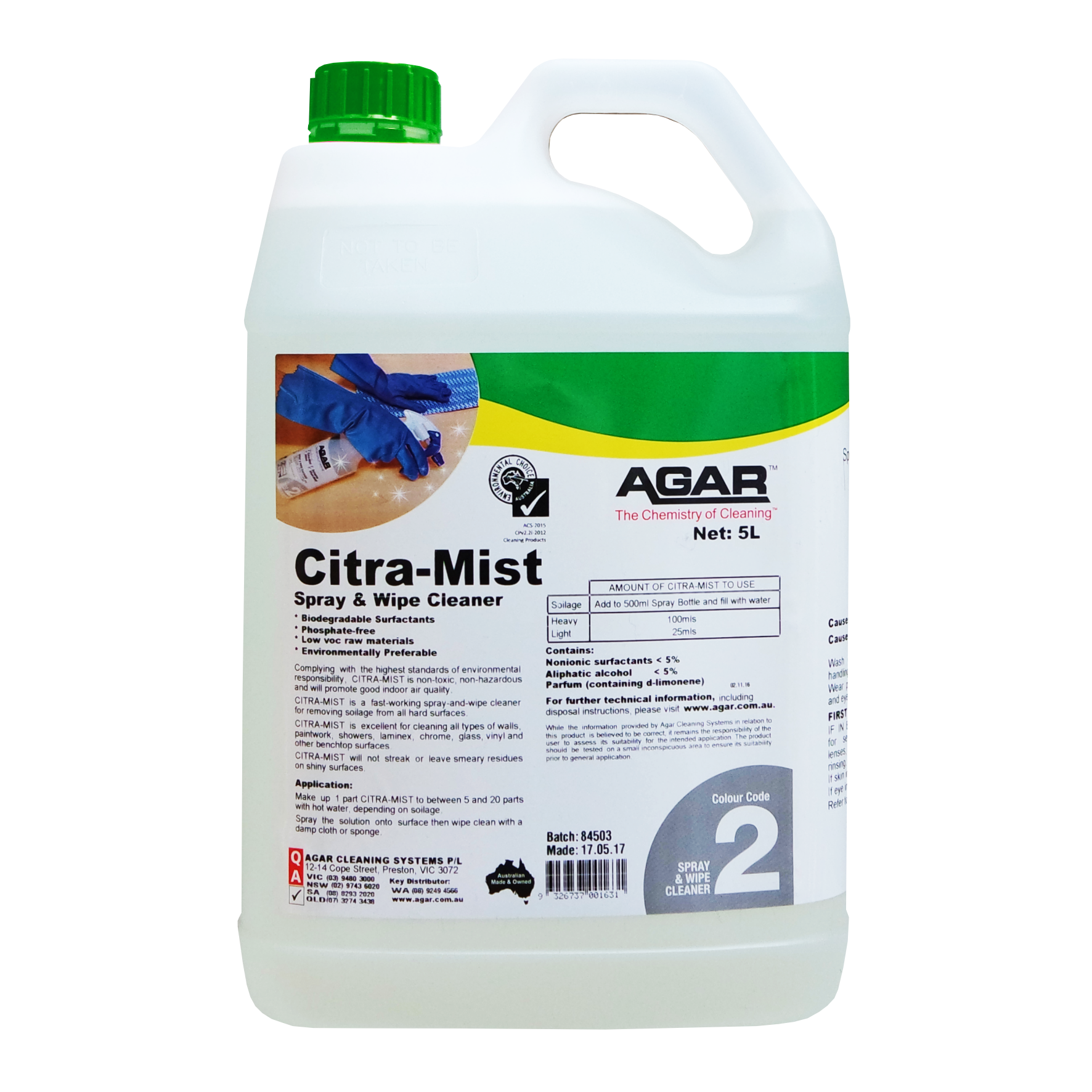 Agar Citra-Mist 5L - Spray & Wipe Cleaner