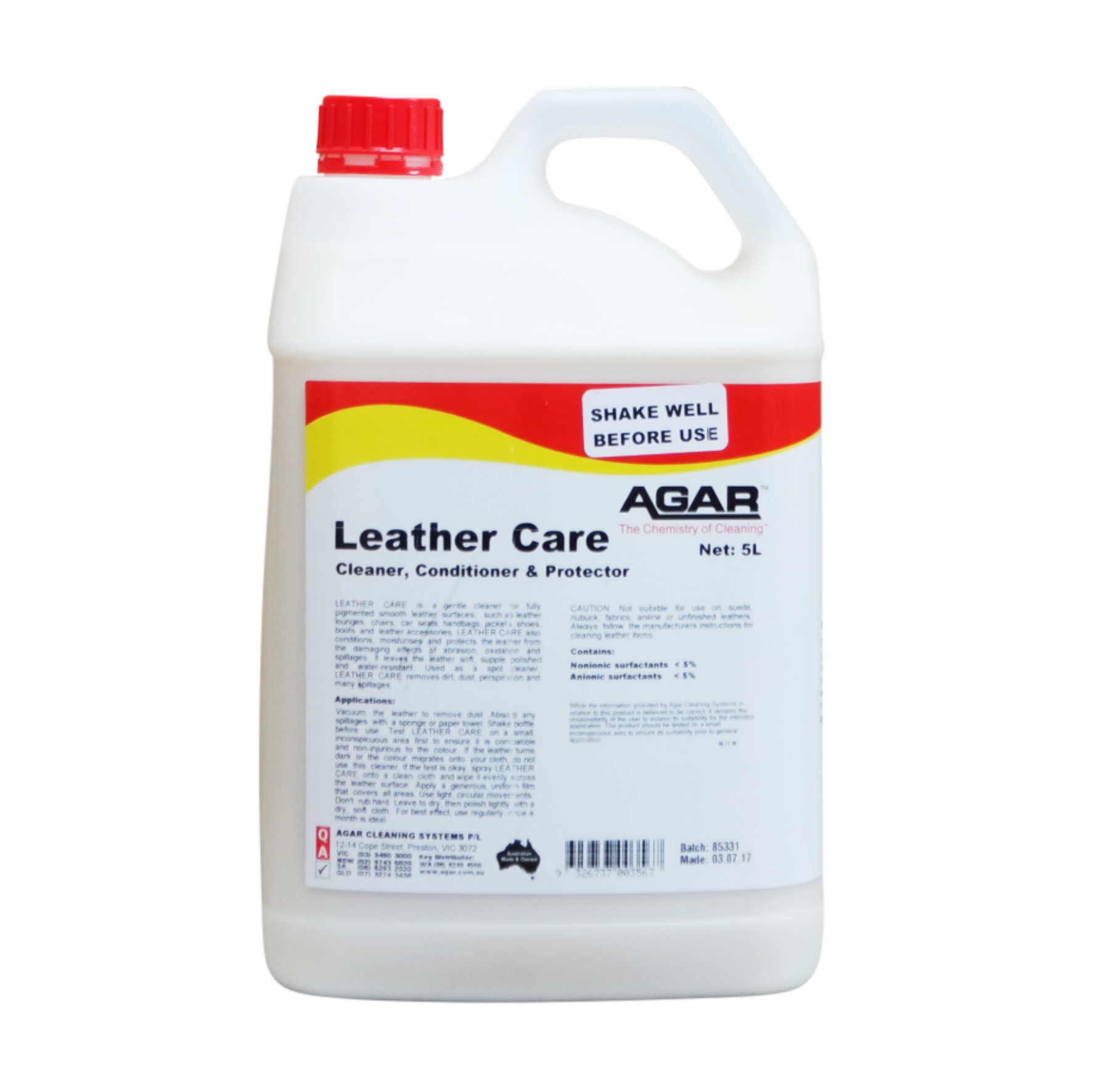 Agar Leather Care 5L - Cleaner, Conditioner & Protector