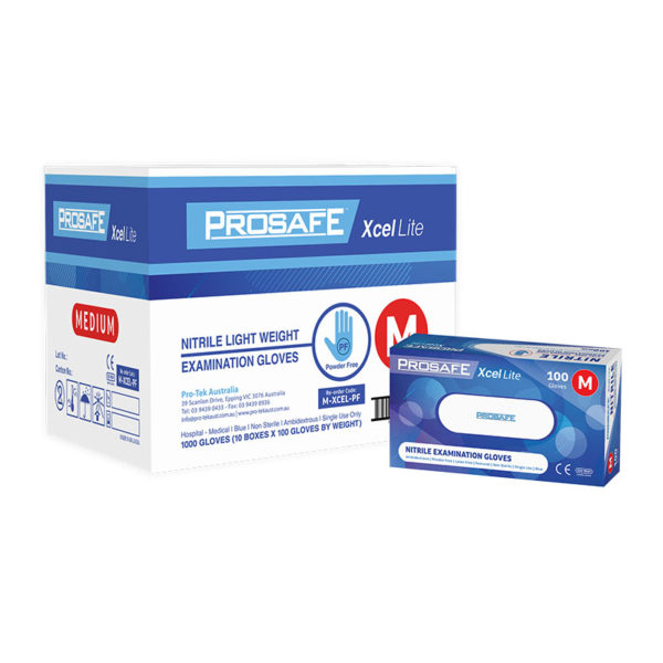 Pro-Safe Medium Xcel Lite Soft Nitrile Gloves Powder Free Blue