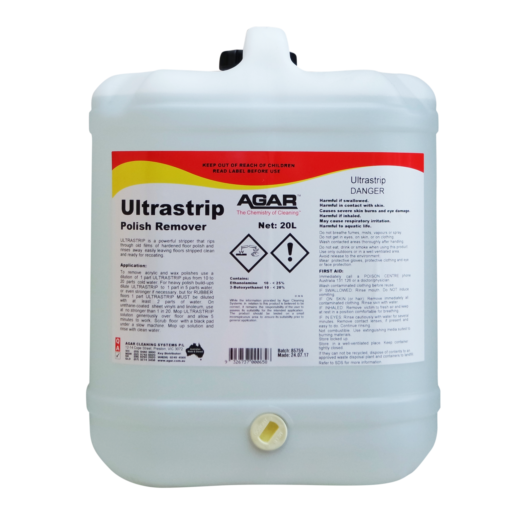 Agar Ultrastrip 20L - Polish Remover